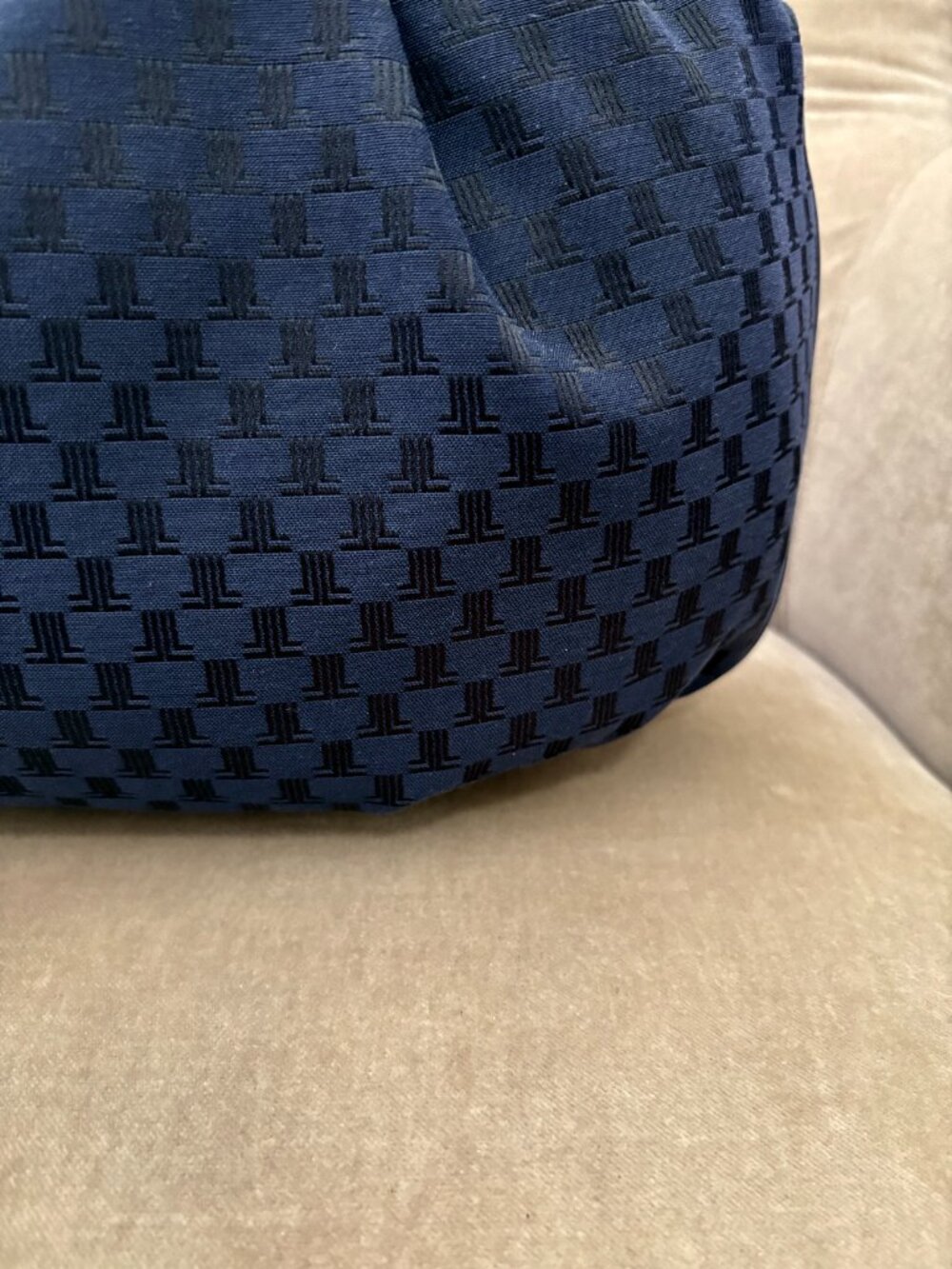VTG Auth LANVIN PARIS Iconic Monogram Canvas & Leather Ruched Satchel Bag - Picture 5 of 9